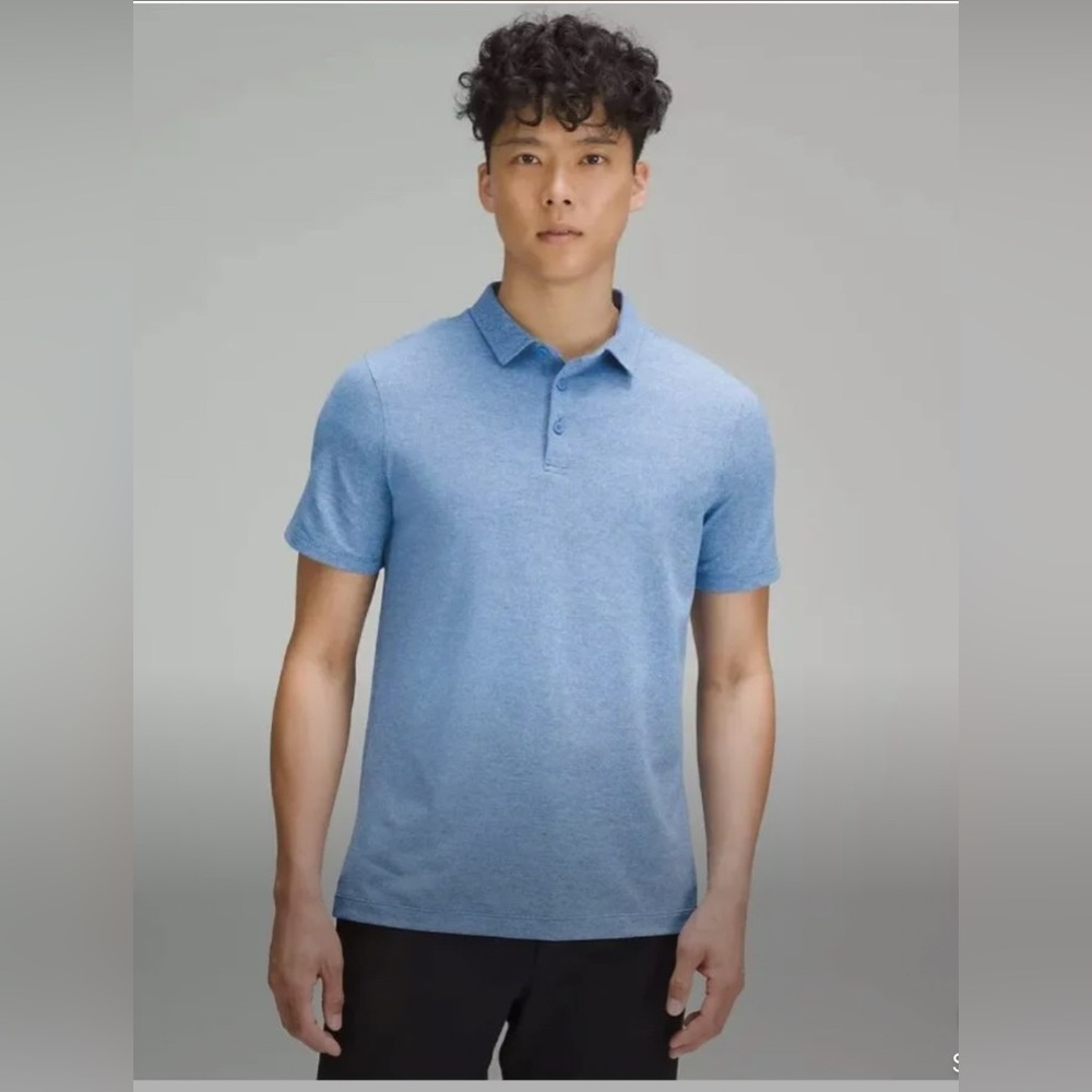 601. Lululemon evolution polo *pique Heathered symphony blue men’s XS nwt